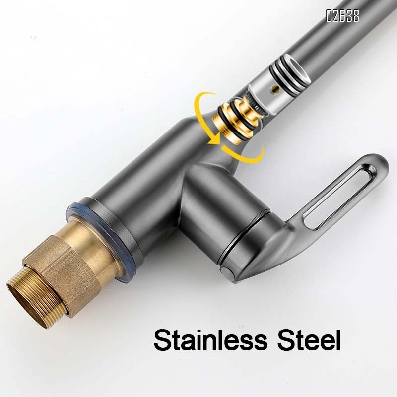 Gun Grey 304 stainless steel faucet for home use multi-directional rotating faucet for washing vegetables and dishes folding faucet for washing