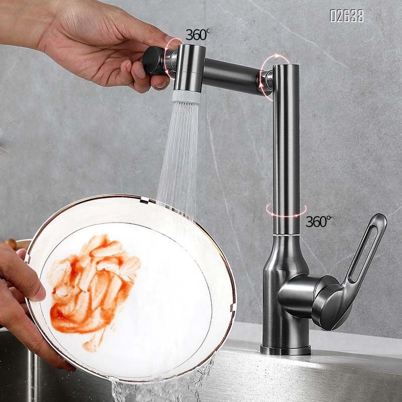 Gun Grey 304 stainless steel faucet for home use multi-directional rotating faucet for washing vegetables and dishes folding faucet for washing