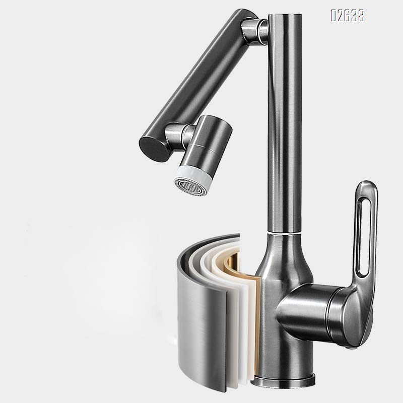 Gun Grey 304 stainless steel faucet for home use multi-directional rotating faucet for washing vegetables and dishes folding faucet for washing
