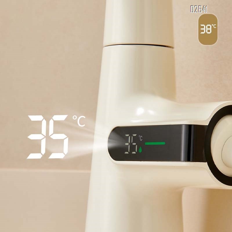 Touchless pull-out faucet with digital display for bathroom with swivel Brass hot and cold basin faucet