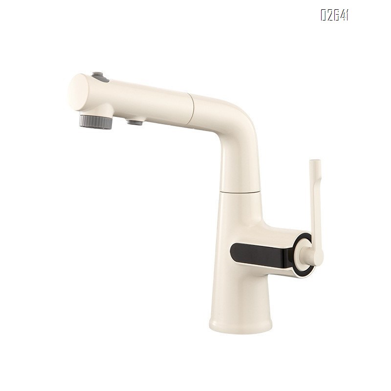 Touchless pull-out faucet with digital display for bathroom with swivel Brass hot and cold basin faucet