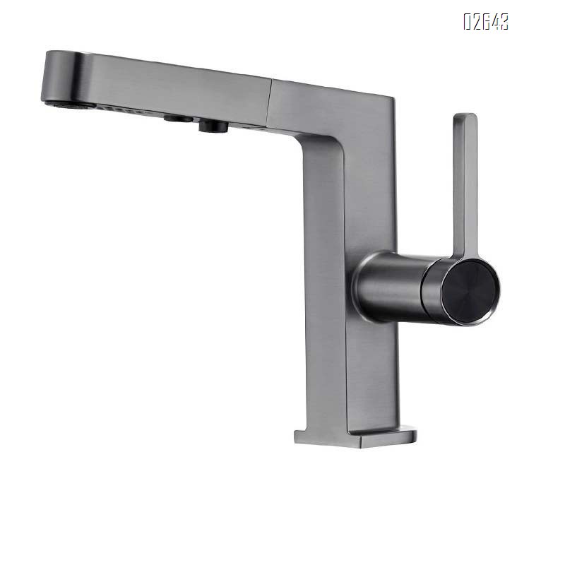 Simple and luxurious pull-out faucet for wash basin multi-functional digital display faucet for wash basin