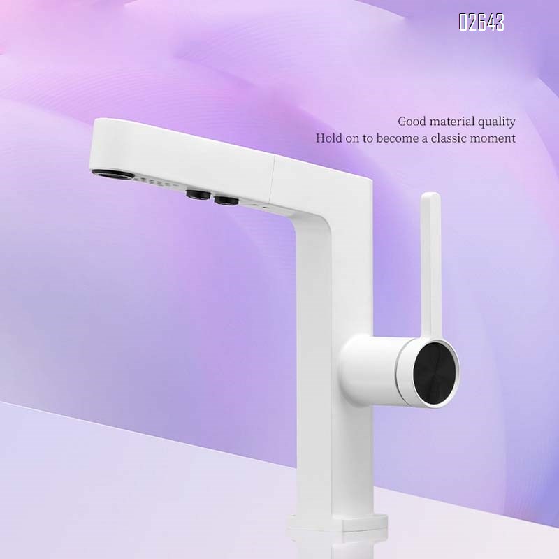 Simple and luxurious pull-out faucet for wash basin multi-functional digital display faucet for wash basin