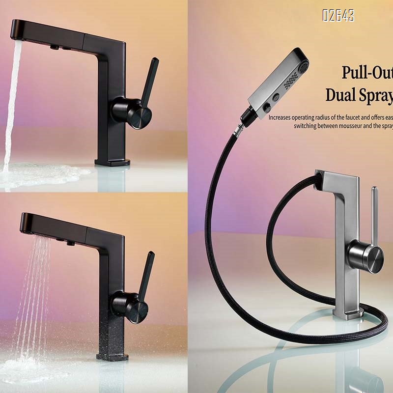 Simple and luxurious pull-out faucet for wash basin multi-functional digital display faucet for wash basin