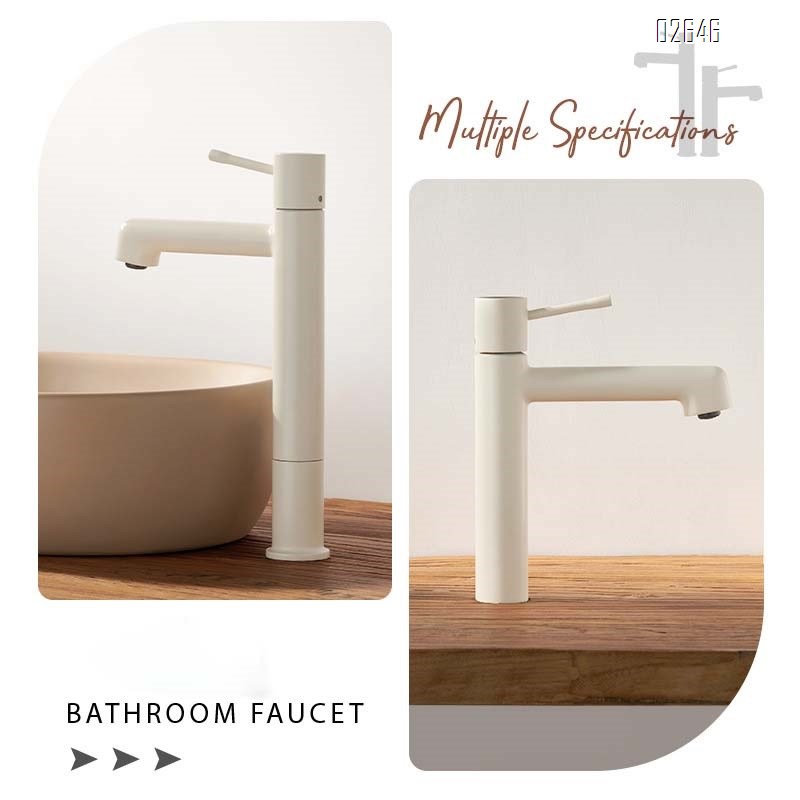 Brass milk white faucet bathroom wash basin sink cold and hot rotating home single hole splash-proof simple faucet