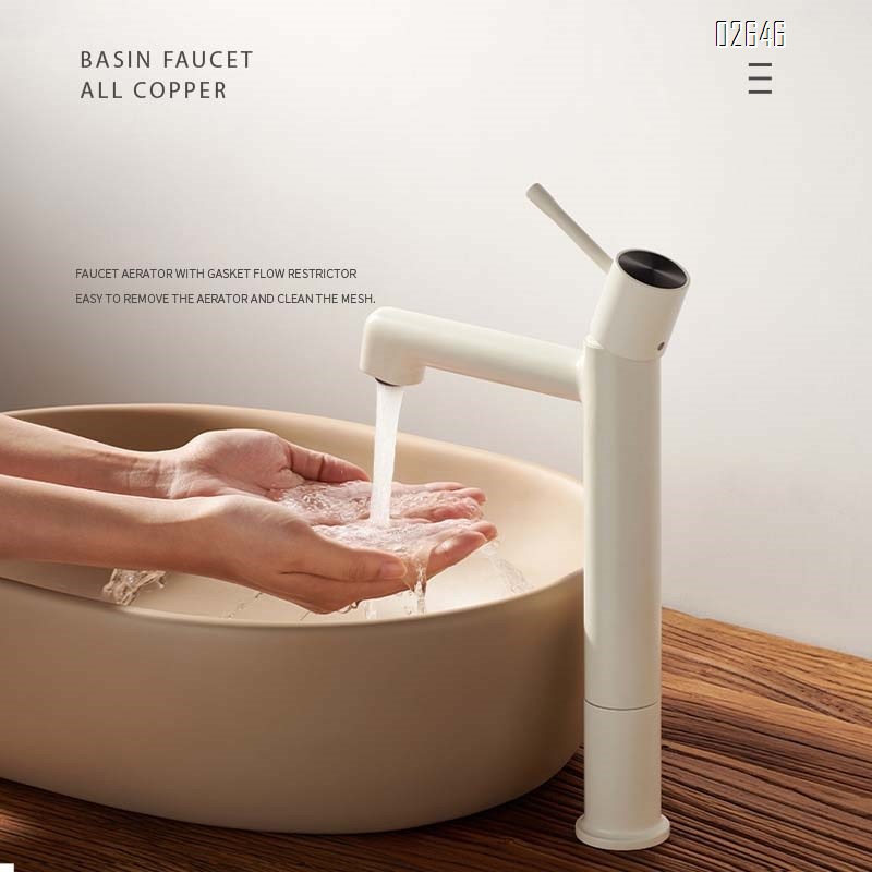 Brass milk white faucet bathroom wash basin sink cold and hot rotating home single hole splash-proof simple faucet