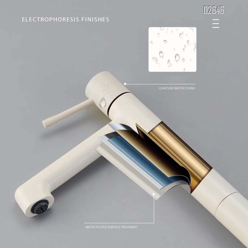 Brass milk white faucet bathroom wash basin sink cold and hot rotating home single hole splash-proof simple faucet
