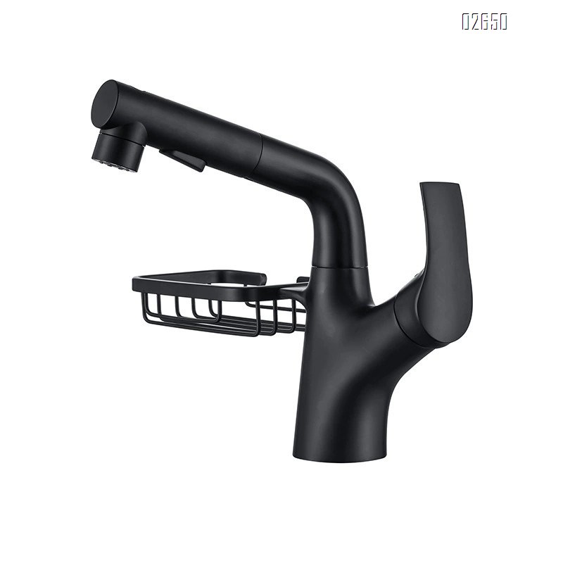 New gun gray multi-functional pull-out and lift-up swivel bathroom faucet on the wash basin for washing hair and cold and hot water basin