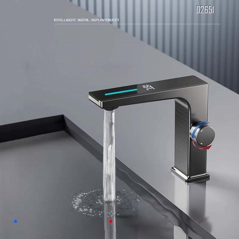 Smart digital faucet for wash basin cold and hot water double control faucet for home bathroom and washstand