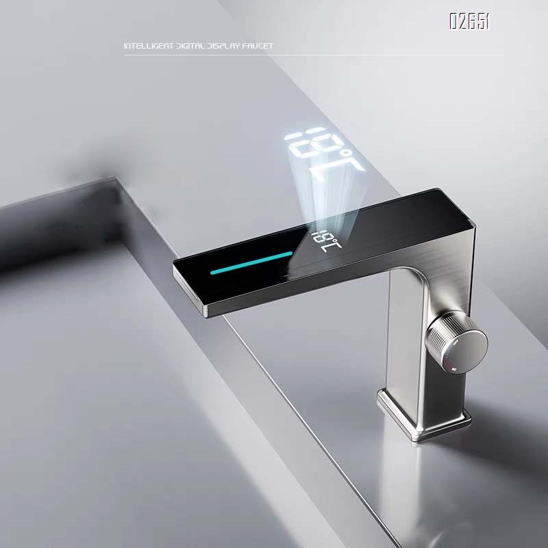 Smart digital faucet for wash basin cold and hot water double control faucet for home bathroom and washstand