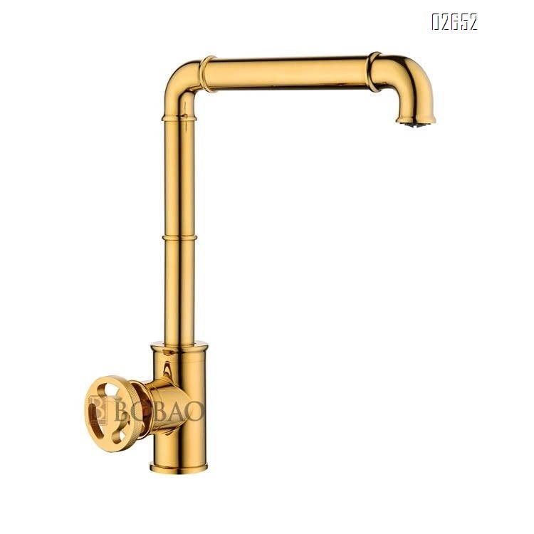 Industrial style black vintage all Brass round handle faucet switch basin faucet single cold and hot kitchen faucet