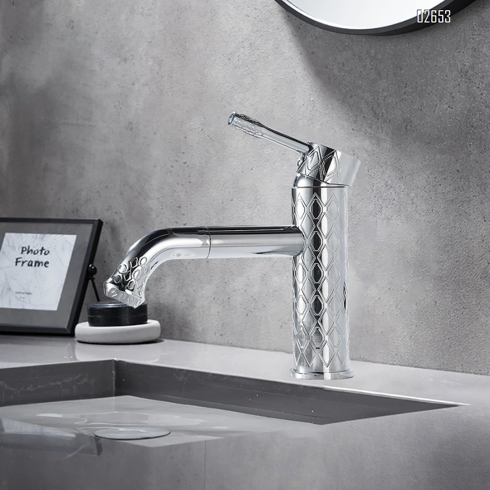 Classic brass pattern basin faucet vintage high and low style above and below the basin cold and hot water faucet