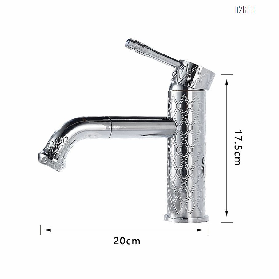 Classic brass pattern basin faucet vintage high and low style above and below the basin cold and hot water faucet