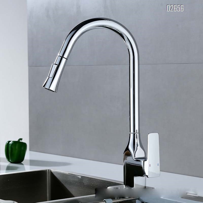304 stainless steel pull-out kitchen faucet with cold and hot water vegetable sink multi-directional splash-proof dish pool faucet