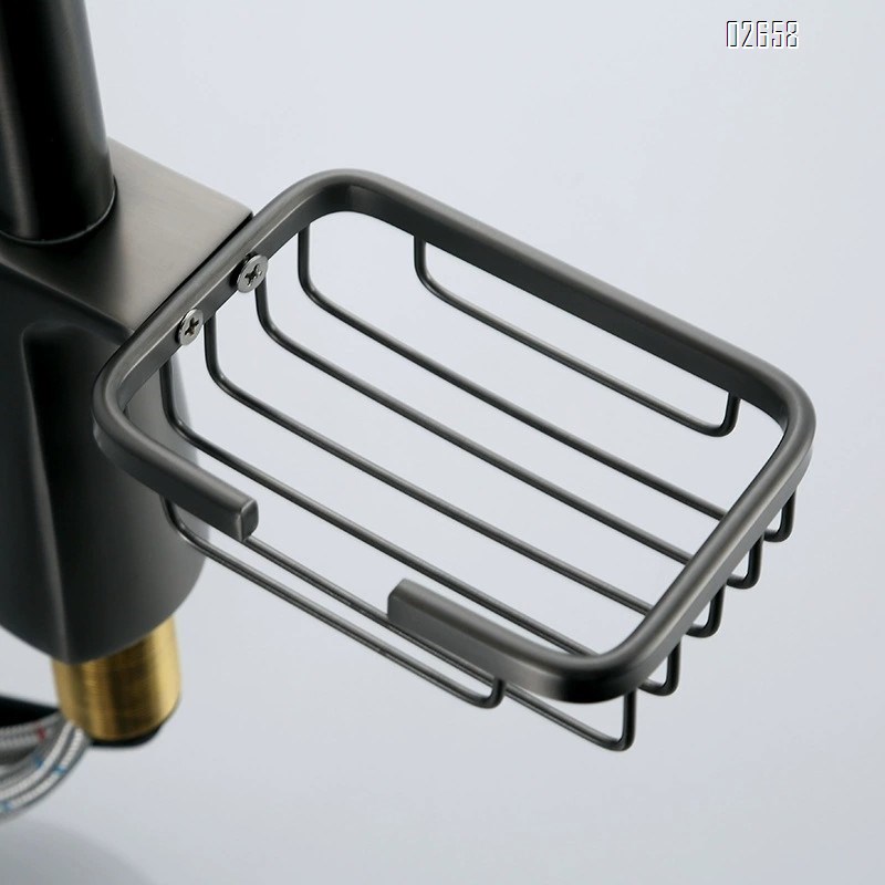 Pull-out Gun gray kitchen faucet with storage rack for sink and dishwasher swivel faucet for washing dishes