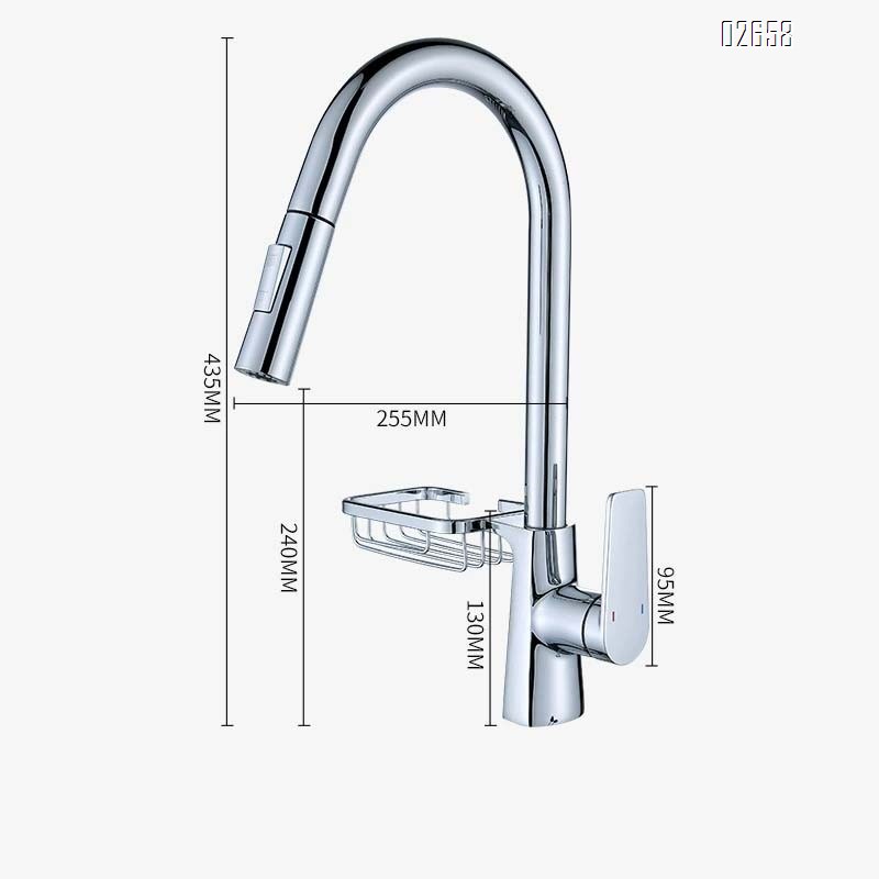 Pull-out Gun gray kitchen faucet with storage rack for sink and dishwasher swivel faucet for washing dishes