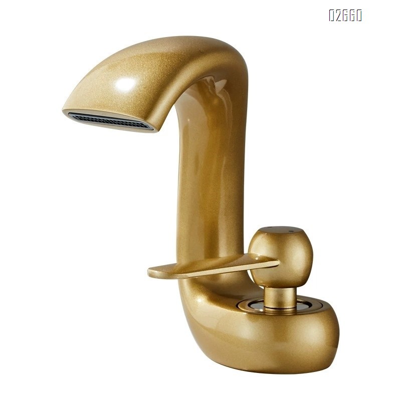 Single-hole creative waterfall-style lucky cat faucet cold and hot bathroom wash basin bathroom cabinet basin faucet splash-proof
