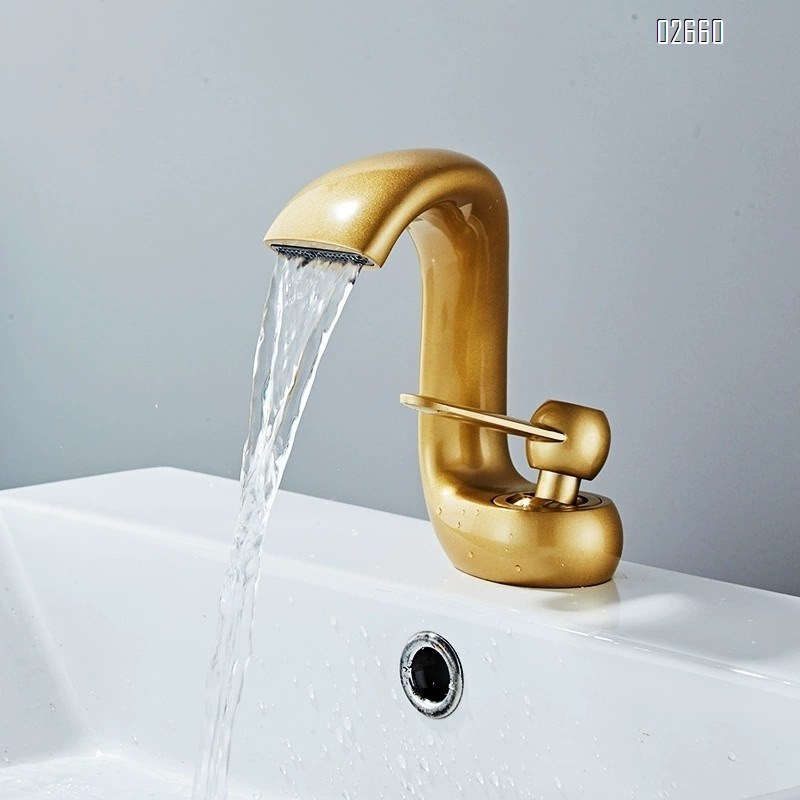 Single-hole creative waterfall-style lucky cat faucet cold and hot bathroom wash basin bathroom cabinet basin faucet splash-proof