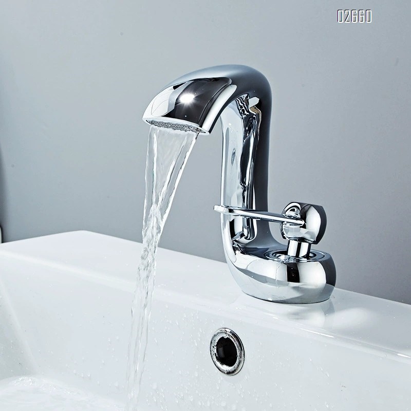 Single-hole creative waterfall-style lucky cat faucet cold and hot bathroom wash basin bathroom cabinet basin faucet splash-proof