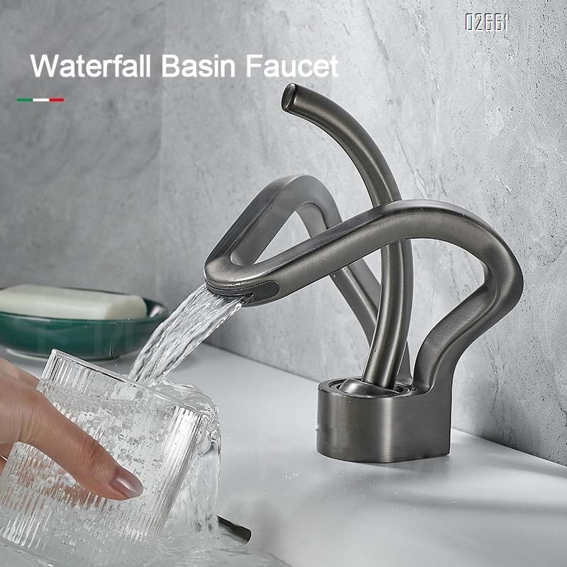 Hotel waterfall basin faucet cold and hot water bathroom faucet wash basin wash basin basin single hole