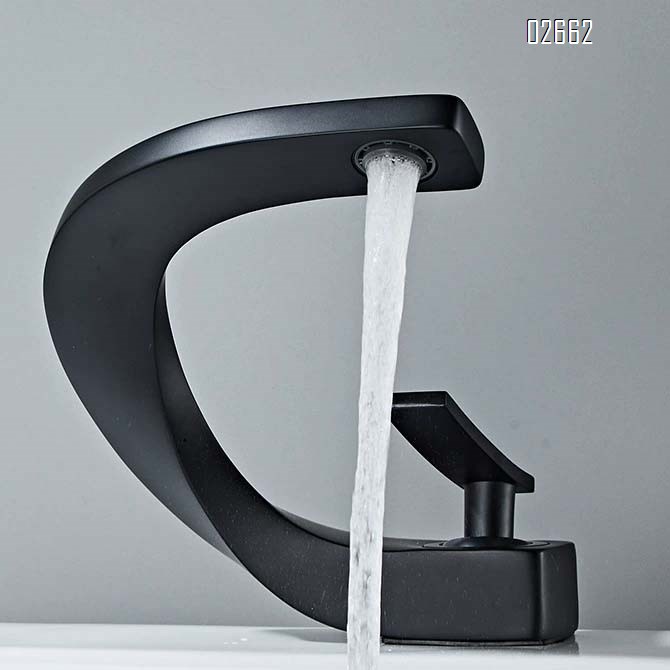 Single-hole full-Brass bathroom cold and hot basin faucet creative art wash basin bathroom cabinet light luxury home use
