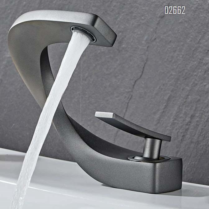 Single-hole full-Brass bathroom cold and hot basin faucet creative art wash basin bathroom cabinet light luxury home use
