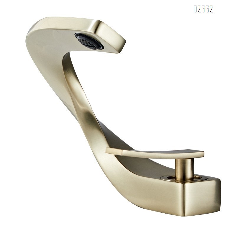 Single-hole full-Brass bathroom cold and hot basin faucet creative art wash basin bathroom cabinet light luxury home use