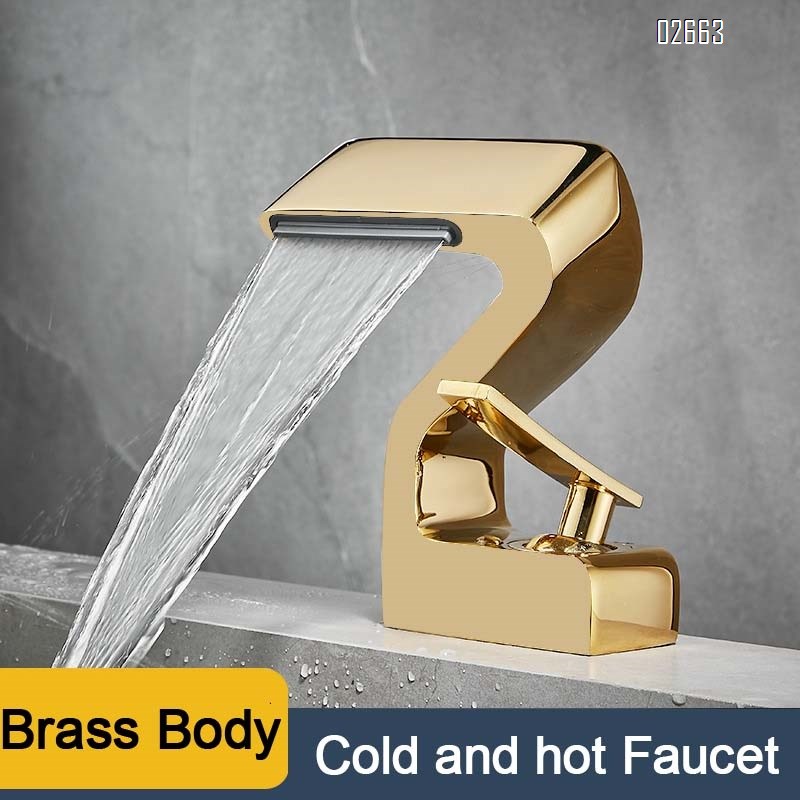 Heterosexual creative waterfall faucet all Brass wash basin cold and hot basin wash basin toilet bathroom cabinet bathroom