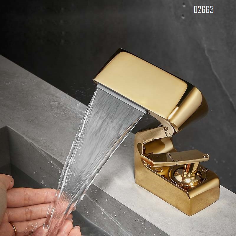 Heterosexual creative waterfall faucet all Brass wash basin cold and hot basin wash basin toilet bathroom cabinet bathroom