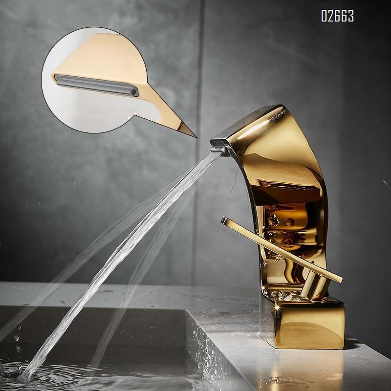 Heterosexual creative waterfall faucet all Brass wash basin cold and hot basin wash basin toilet bathroom cabinet bathroom