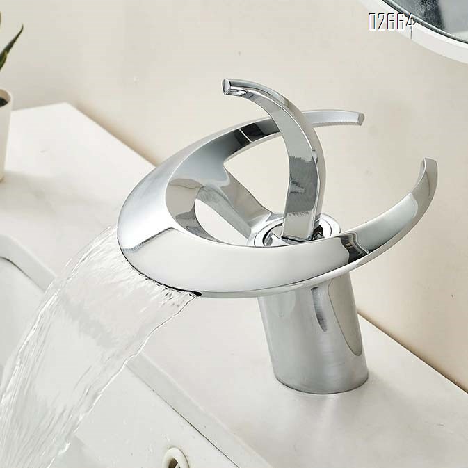 Creative single-hole waterfall faucet cold and hot bathroom wash basin wash basin faucet all Brass home use