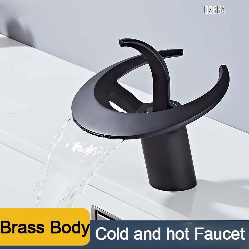 Creative single-hole waterfall faucet cold and hot bathroom wash basin wash basin faucet all Brass home use