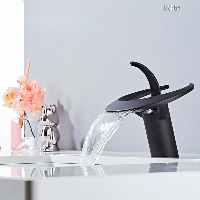 Creative single-hole waterfall faucet cold and hot bathroom wash basin wash basin faucet all Brass home use