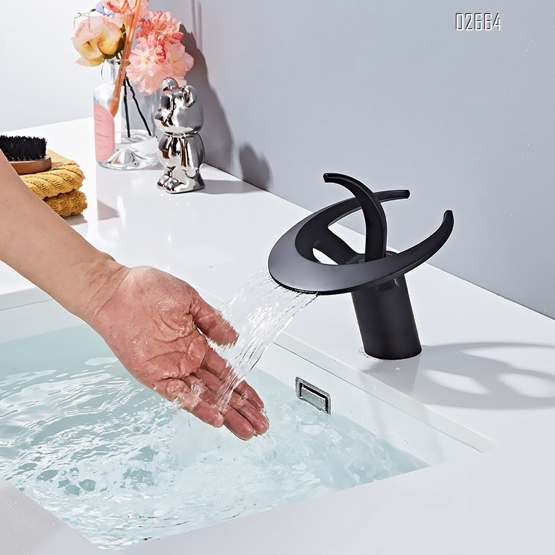 Creative single-hole waterfall faucet cold and hot bathroom wash basin wash basin faucet all Brass home use