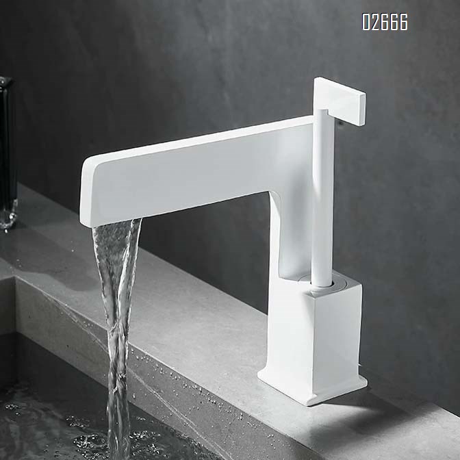 Brass waterfall basin for bathroom cold and hot water faucet single-hole creative wash basin for washing face and hands