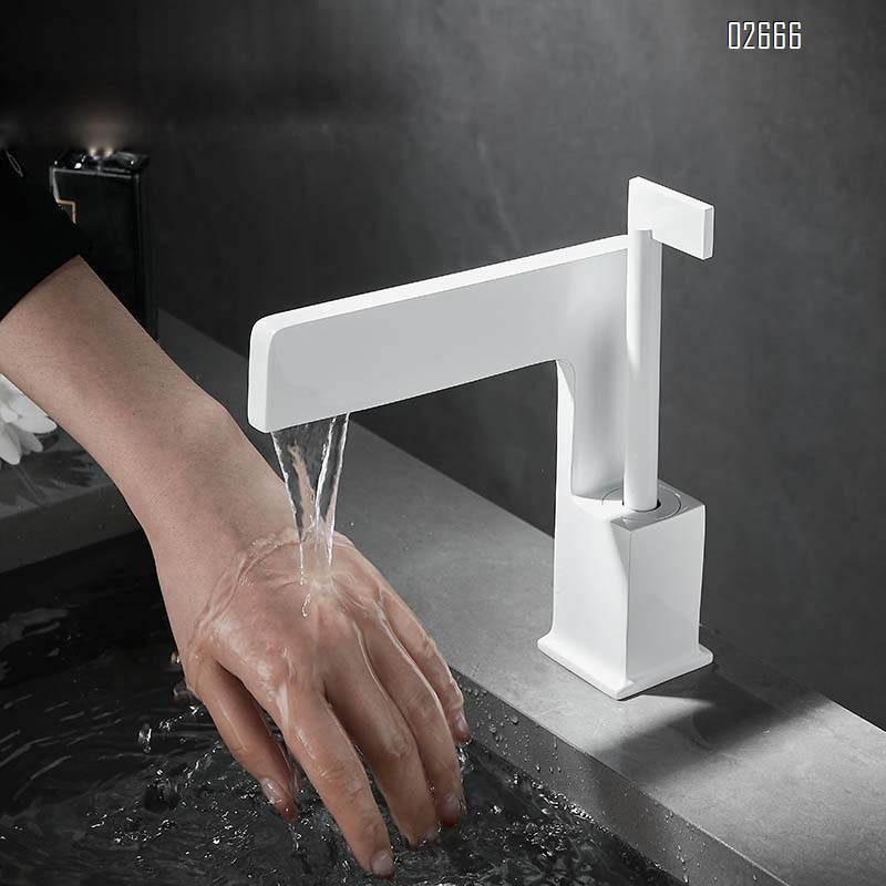 Brass waterfall basin for bathroom cold and hot water faucet single-hole creative wash basin for washing face and hands