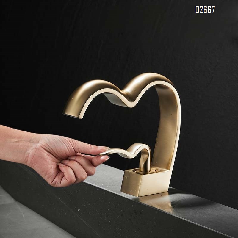Bathroom vanity art cold and hot water faucet waterfall basin washstand all Brass under-sink basin bathroom wash basin