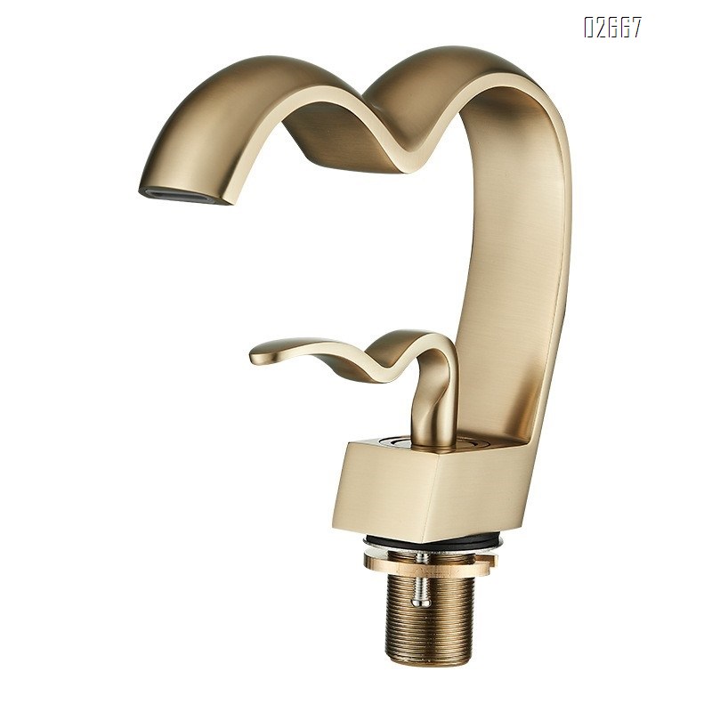 Bathroom vanity art cold and hot water faucet waterfall basin washstand all Brass under-sink basin bathroom wash basin