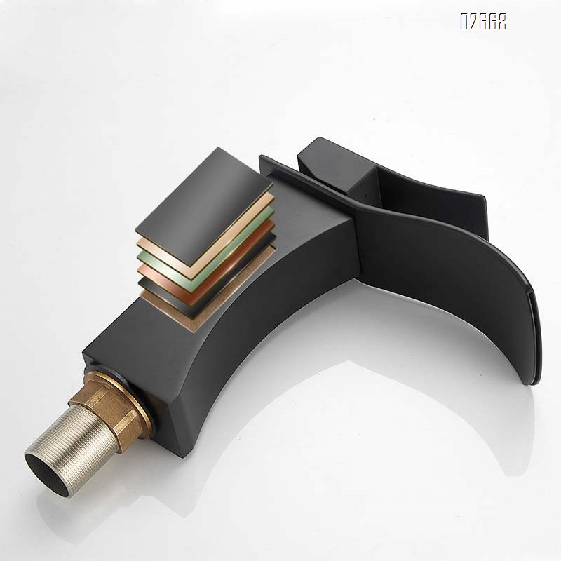 Bathroom basin faucet with cold and hot water brass anti-splash waterfall-style gooseneck sink hotel wash basin