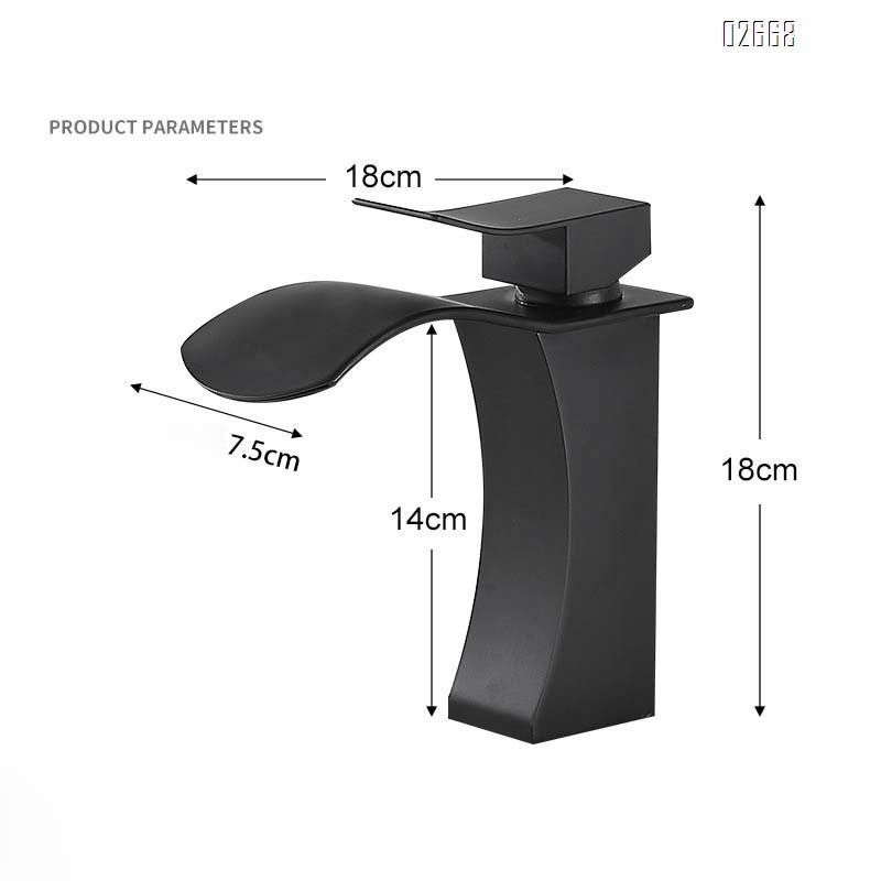 Bathroom basin faucet with cold and hot water brass anti-splash waterfall-style gooseneck sink hotel wash basin