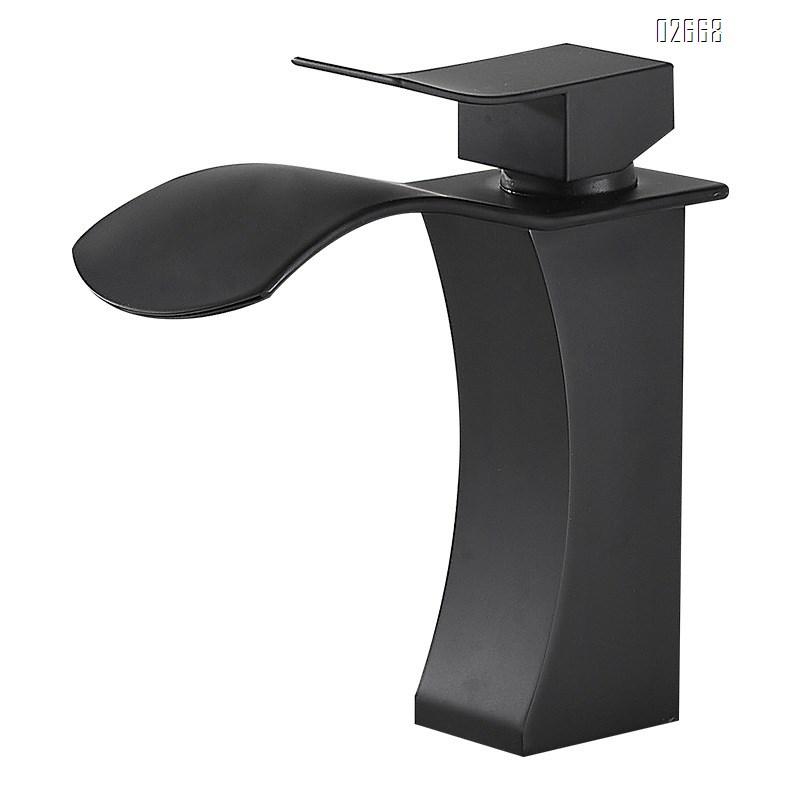 Bathroom basin faucet with cold and hot water brass anti-splash waterfall-style gooseneck sink hotel wash basin