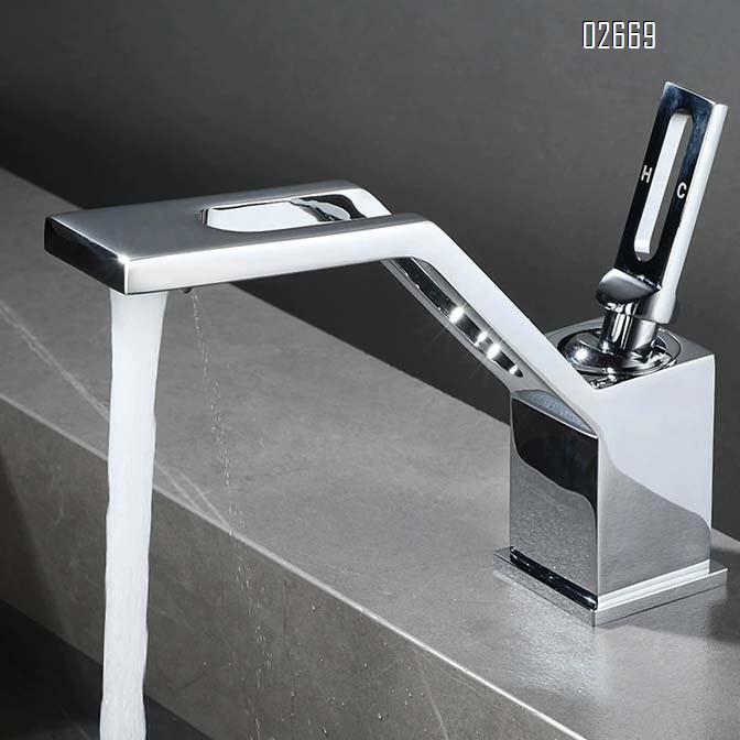 Bathroom luxury creative basin cold and hot water faucet art under-sink basin all Brass home anti-splash hollow single hole