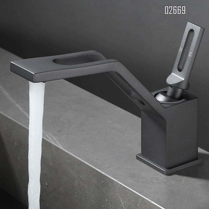 Bathroom luxury creative basin cold and hot water faucet art under-sink basin all Brass home anti-splash hollow single hole