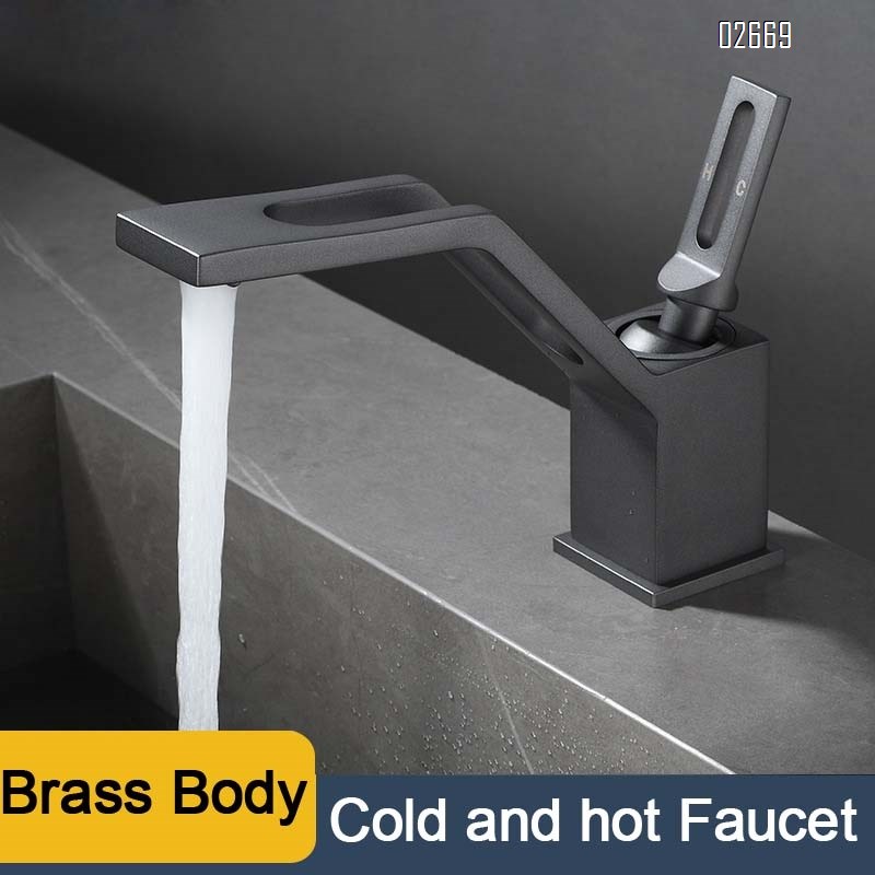 Bathroom luxury creative basin cold and hot water faucet art under-sink basin all Brass home anti-splash hollow single hole