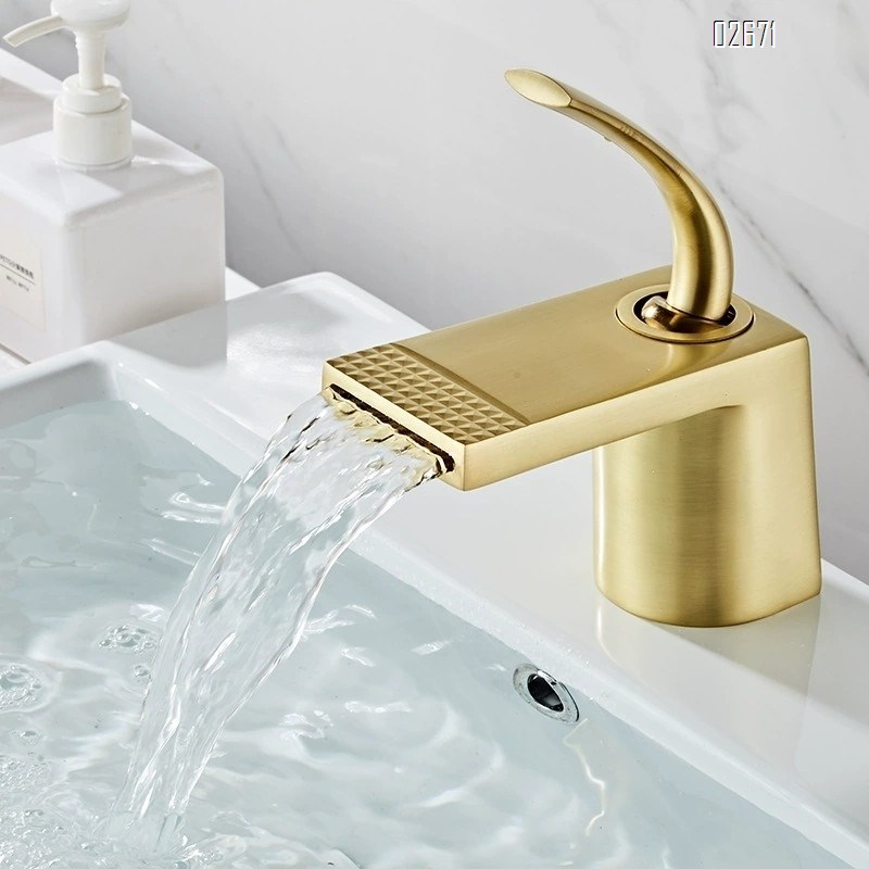 Brass waterfall faucet for wash basin cold and hot water bathroom countertop basin anti-splash water bathroom cabinet bathroom faucet