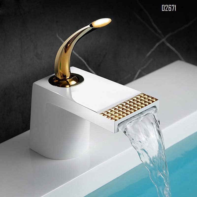 Brass waterfall faucet for wash basin cold and hot water bathroom countertop basin anti-splash water bathroom cabinet bathroom faucet