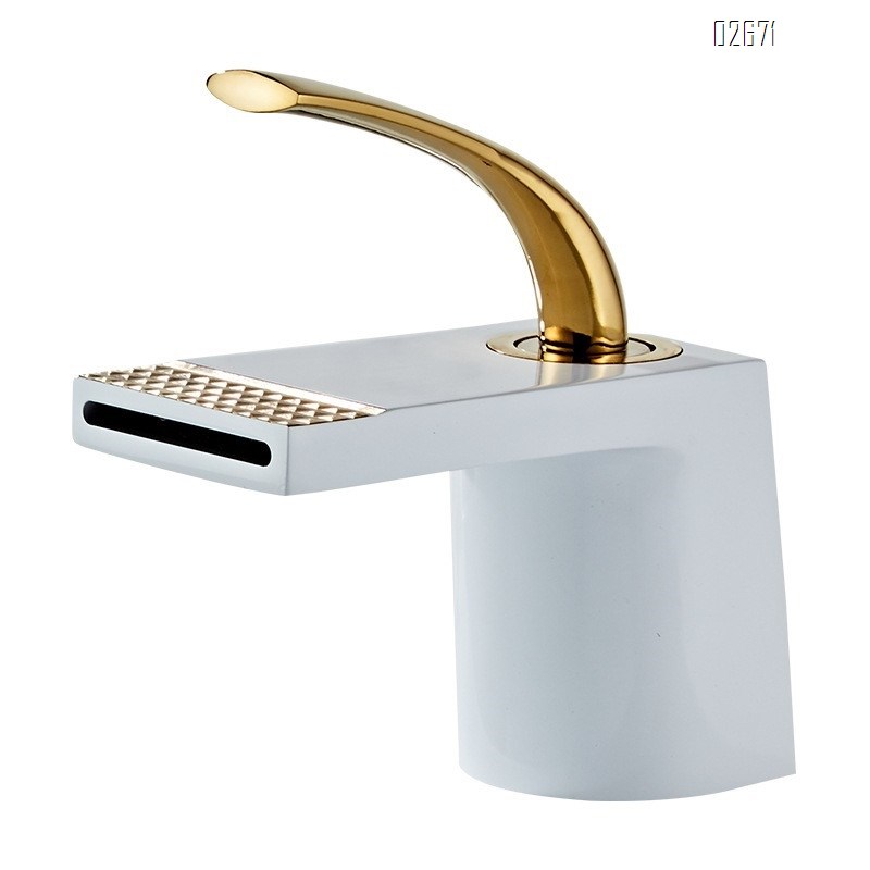 Brass waterfall faucet for wash basin cold and hot water bathroom countertop basin anti-splash water bathroom cabinet bathroom faucet