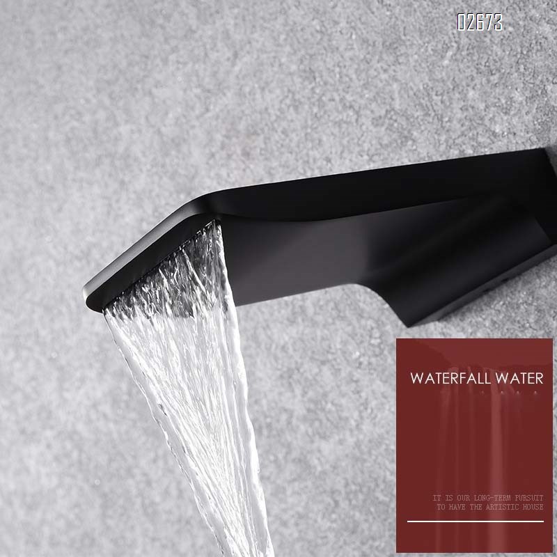 Creative wall-mounted waterfall faucet all-brass black wash basin cold and hot embedded basin hidden faucet