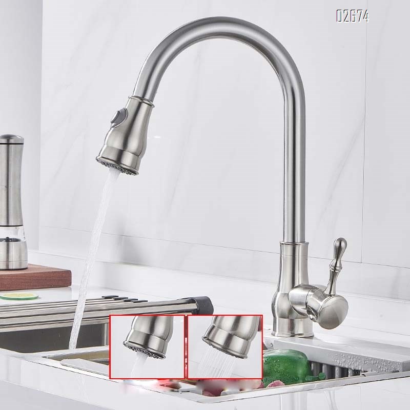 Black antique all-brass kitchen pull-out faucet above-ground basin cold and hot water faucet dish pool water tank faucet