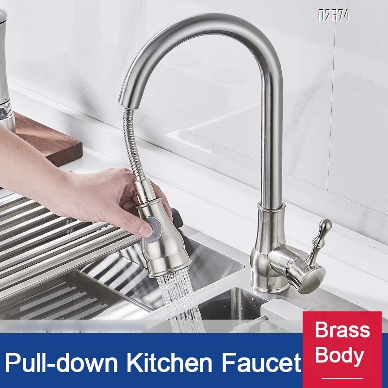 Black antique all-brass kitchen pull-out faucet above-ground basin cold and hot water faucet dish pool water tank faucet